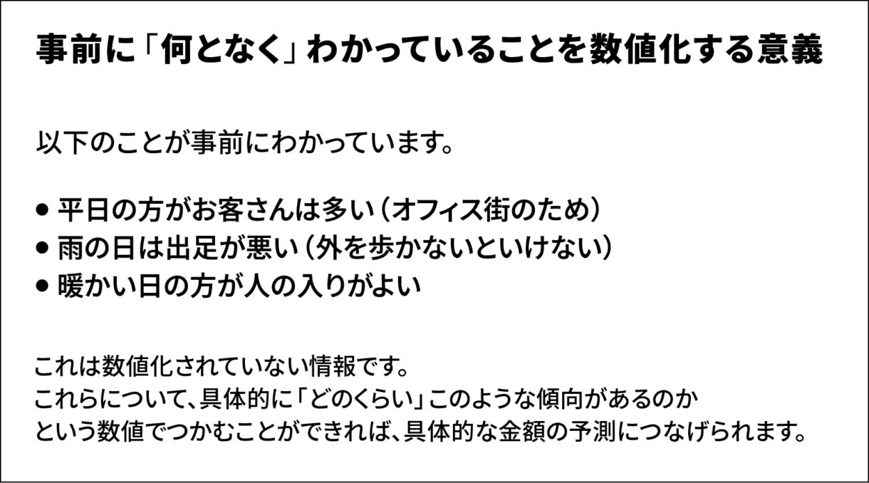 事前に「何となく」わかっていることを数値化する意義